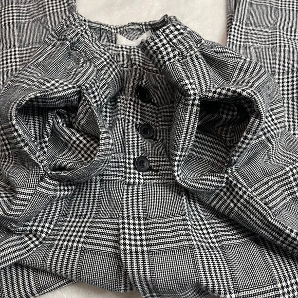 MANGO High Rise Pants Women's Size Medium 100% Cotton Ankle Black‎ White Plaid - Picture 11 of 13